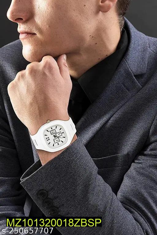 White Silicone Analog Watch for Men