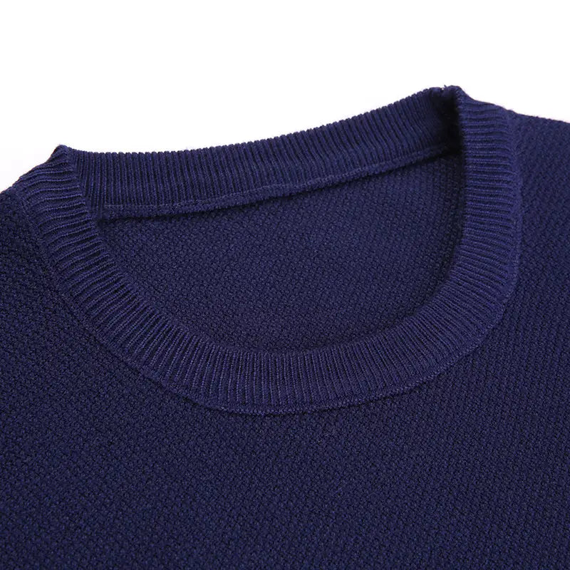 Men Slim Fit Striped Sweater Navy Brown Spring