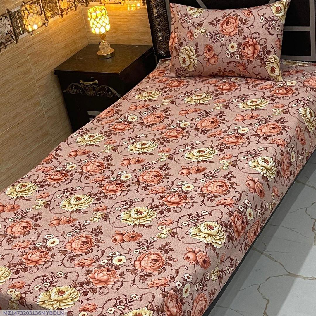 Crystal Cotton Printed Bedsheet Set 4 Pcs Single Bed
