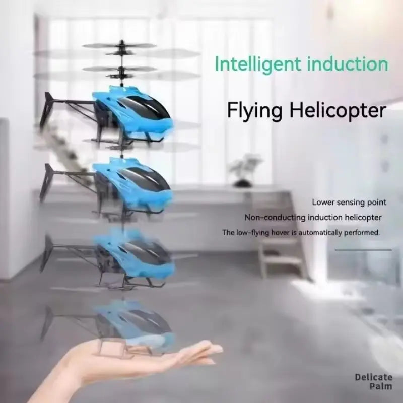 Hand Sensor Flying Helicopter Toy for Kids 1-12 Years | USB Rechargeable Infrared Hover Helicopter with LED Lights | Interactive Indoor Toy Gift