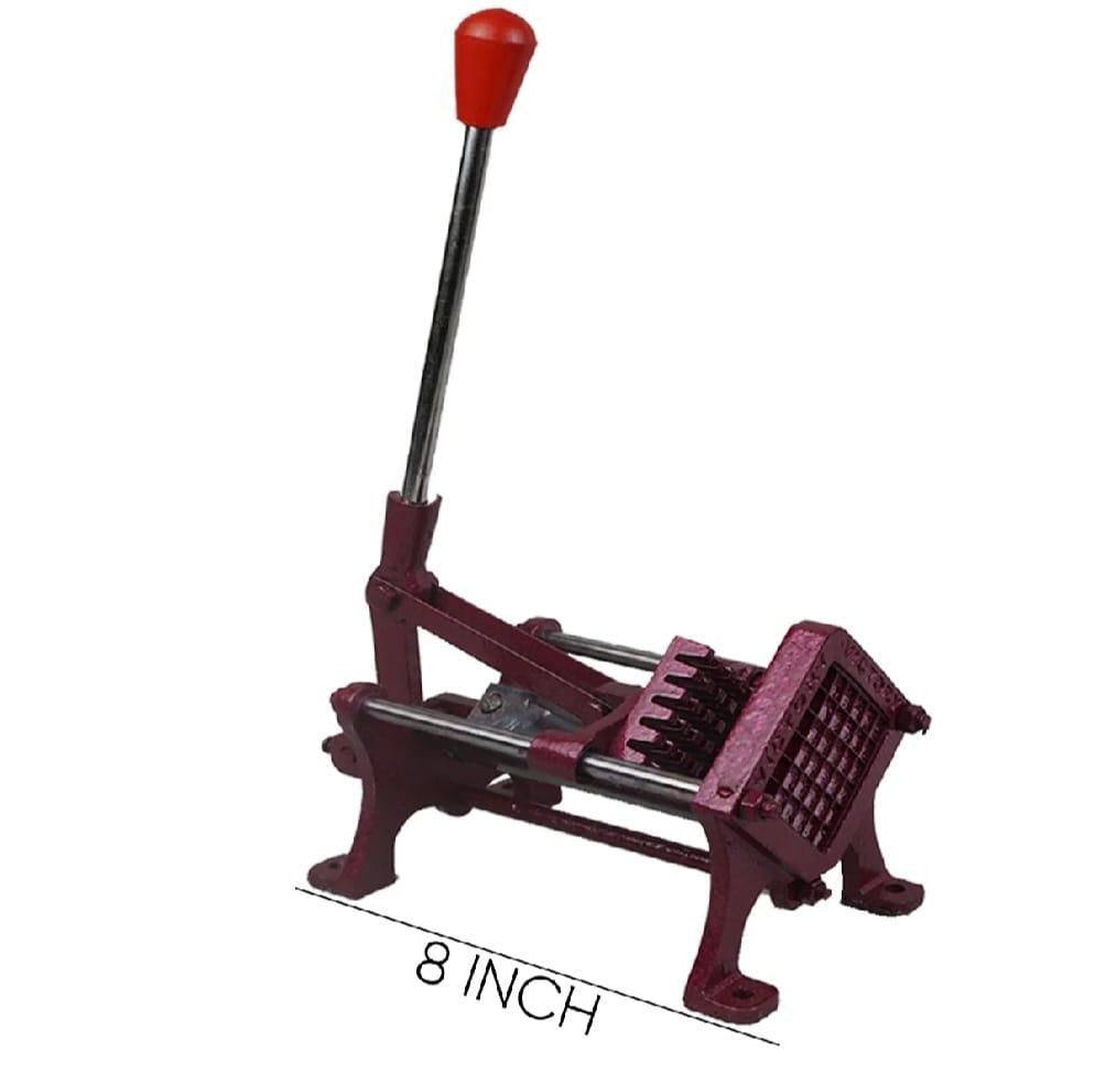 Manual Potato French Fry Cutter Red Metal Kitchen Tool