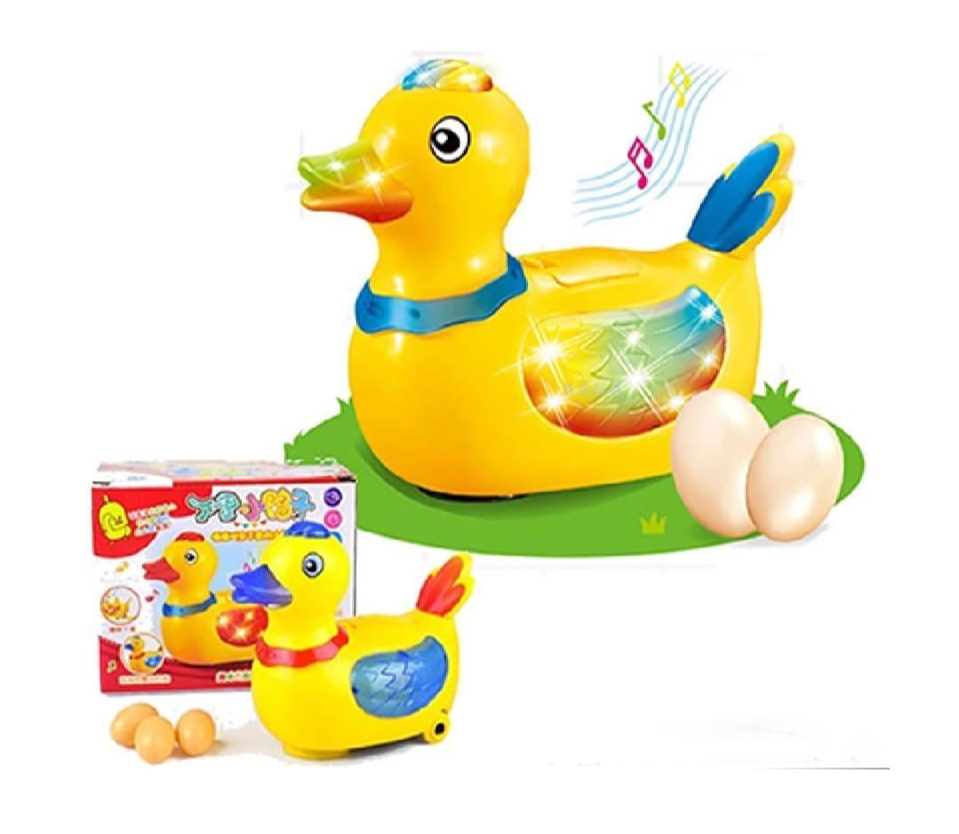 Musical Electric Lay Eggs Duck Toy Yellow Blue Red for Kids