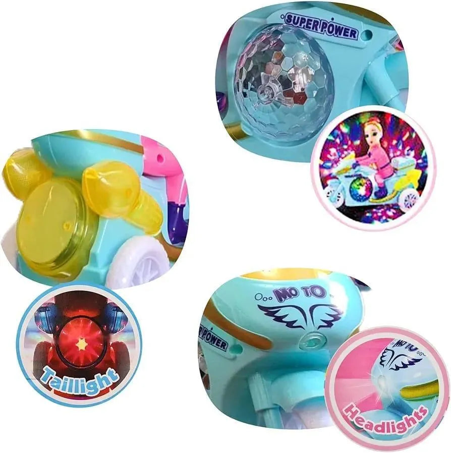 Kids Motorbike Toy with Lights & Music Pink Blue