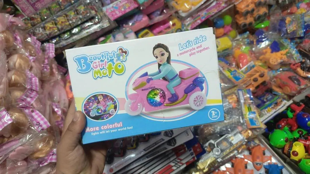 Kids Motorbike Toy with Lights & Music Pink Blue
