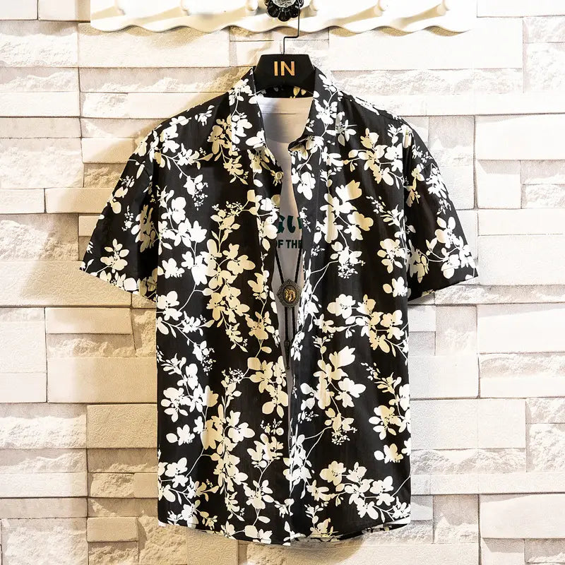 Men Summer Short Sleeve Lapel Shirt Multi Color