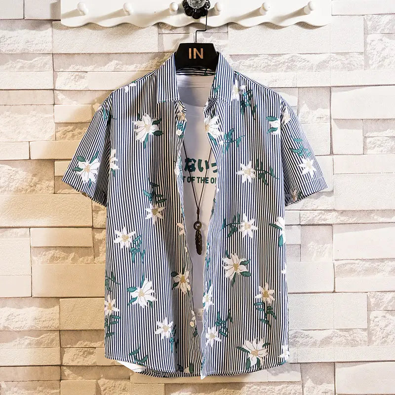 Men Summer Short Sleeve Lapel Shirt Multi Color