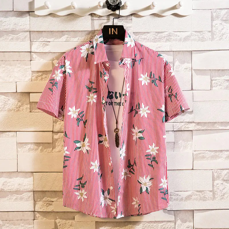 Men Summer Short Sleeve Lapel Shirt Multi Color