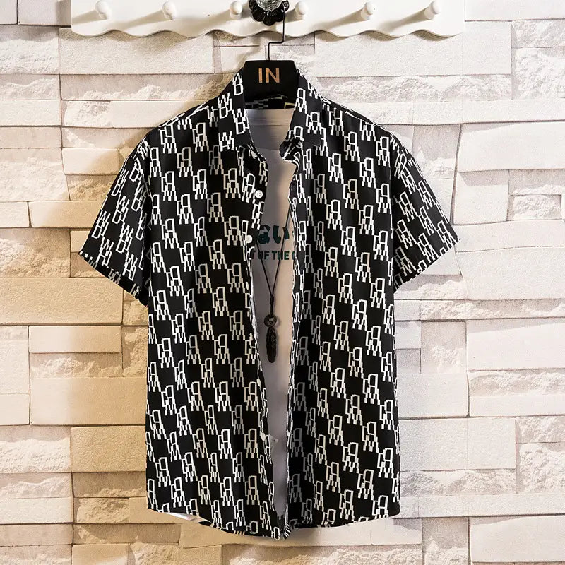 Men Summer Short Sleeve Lapel Shirt Multi Color