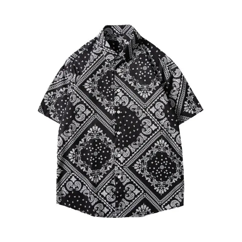 Men Summer Short Sleeve Lapel Shirt Multi Color