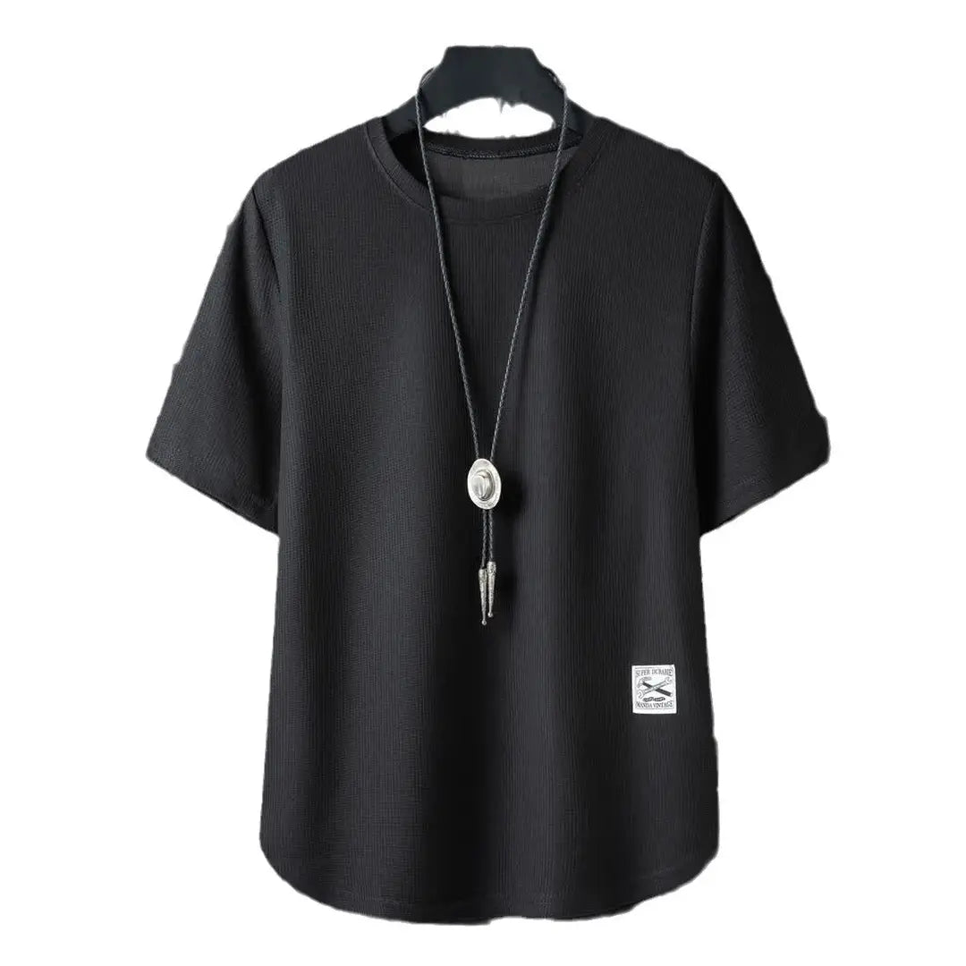 Men Waffle Short Sleeve T-Shirt Loose Breathable Plus Size