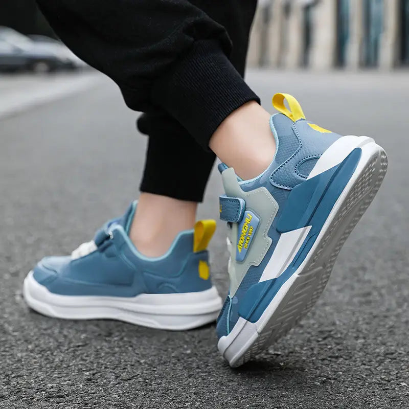 Kids' Light Blue Waterproof Sneakers with Secure Strap