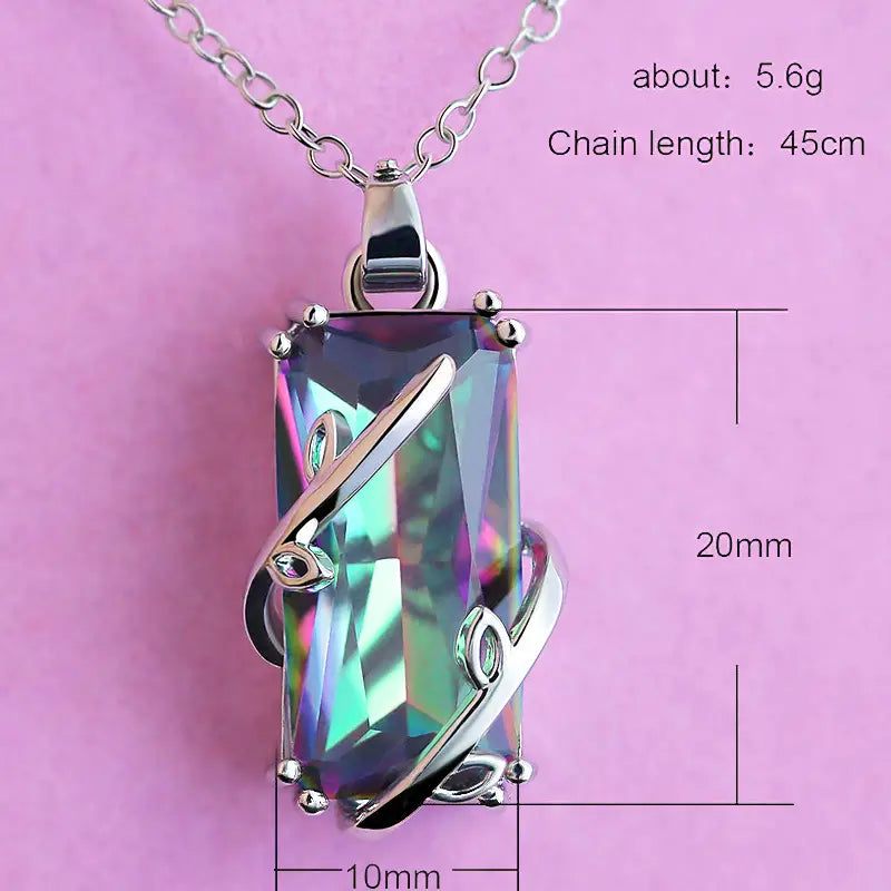 Exquisite Rainbow Zirconium Leaf Necklace with Chain