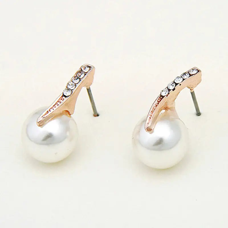 Rose Gold Pearl Pendant & Earrings Set for Weddings & Parties