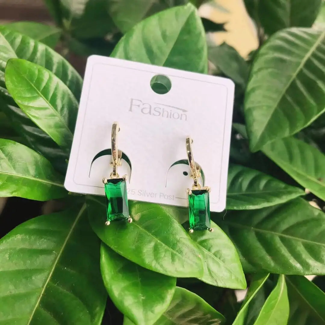 Green Square Earrings for Women & Men