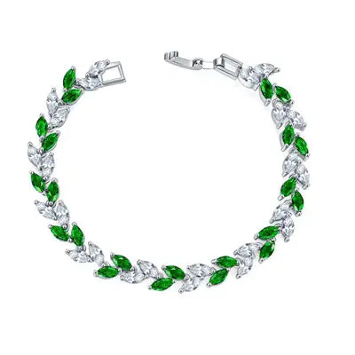 Platinum White Zircon Rice Bracelet for Women