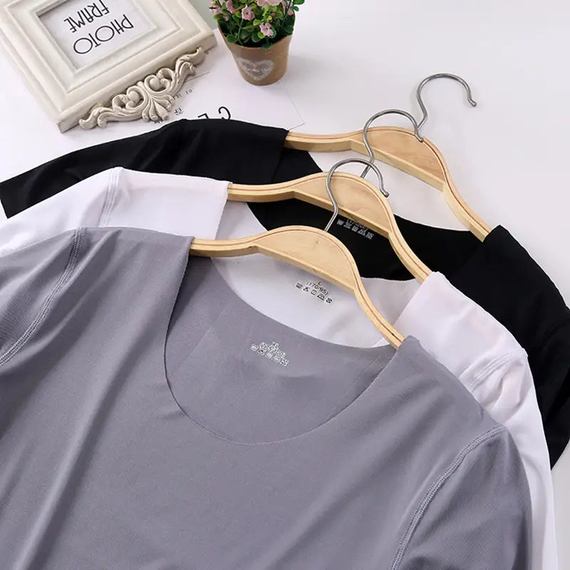 Women Ice Silk Slim Short Sleeve T-Shirt Set of 3