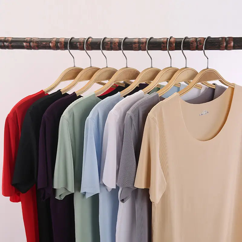 Women Ice Silk Slim Short Sleeve T-Shirt Set of 3