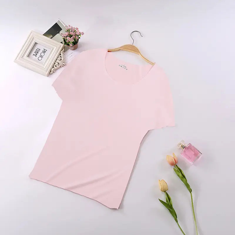 Women Ice Silk Slim Short Sleeve T-Shirt Set of 3