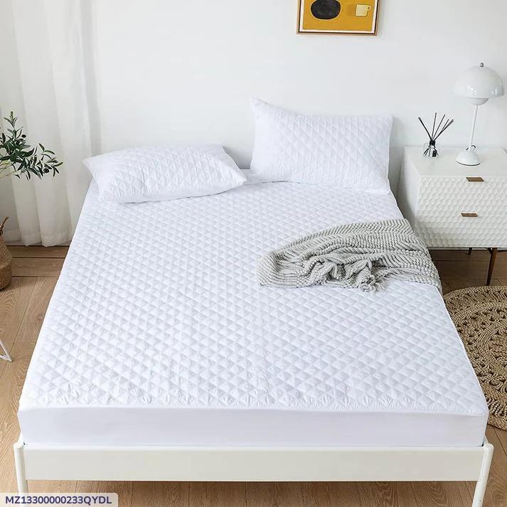 Waterproof Quilted Mattress Cover White Double Bed