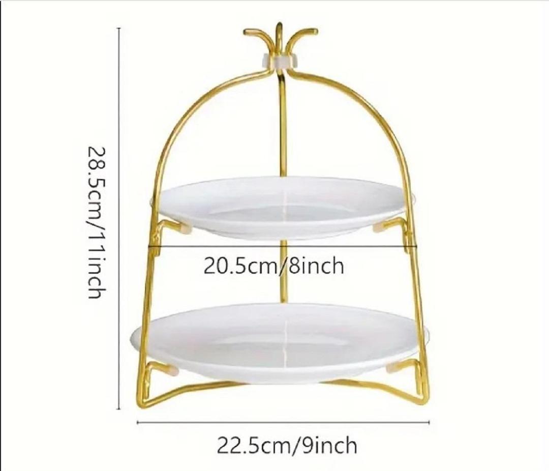 Golden 3-Tier Fruit & Dessert Stand with Iron Construction