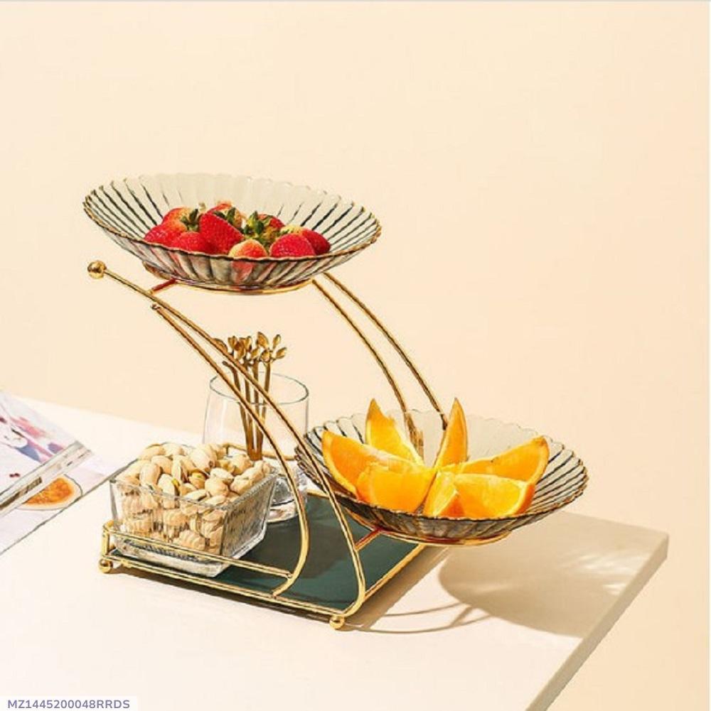 Golden Two-Tier Glass Bowl Set for Home & Parties