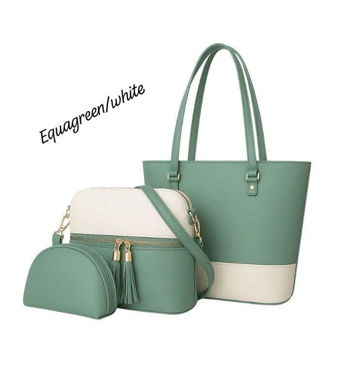 Women PU Leather 3-Piece Multicolor Handbag Set