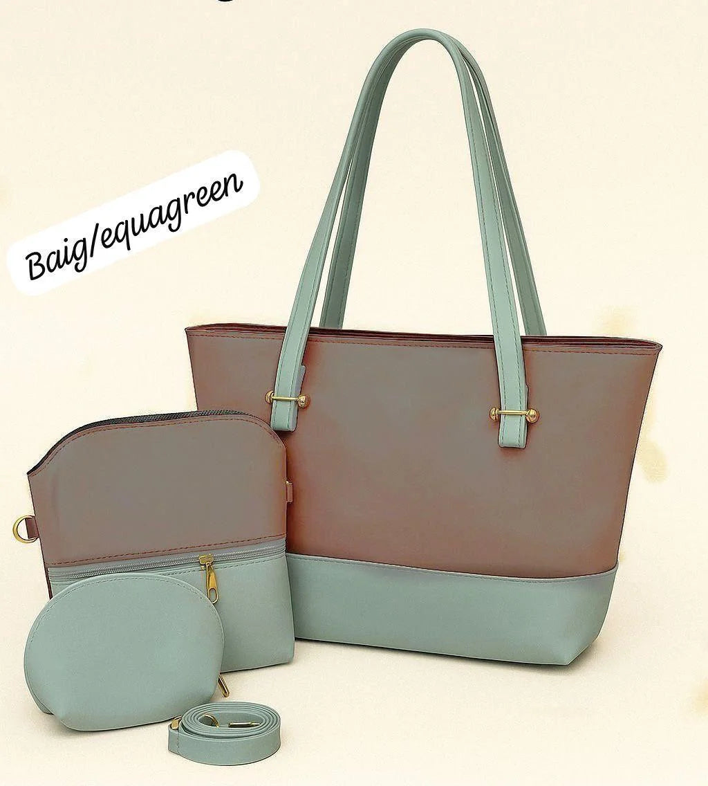 Women PU Leather 3-Piece Multicolor Handbag Set