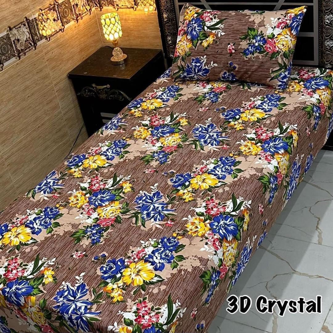 Crystal Cotton Printed Bedsheet Set 4Pcs Brown Single Bed