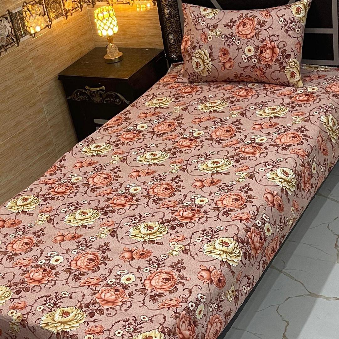 Crystal Cotton Printed Bedsheet Set 4 Pcs Single Bed