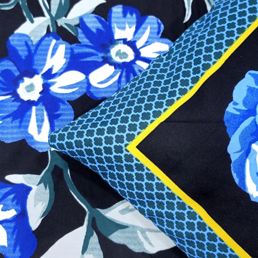 Crystal Cotton Blue Floral 4-Piece Bedsheet Set
