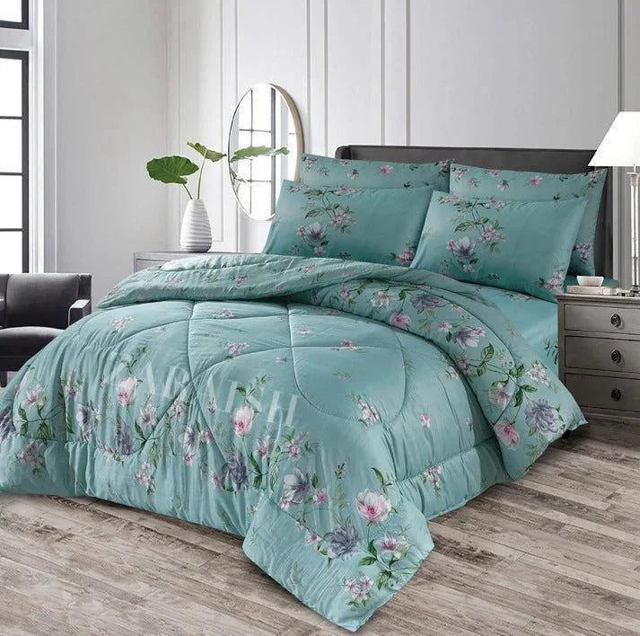 Luxurious 6 Pcs Cotton Salonica Printed Razai Set