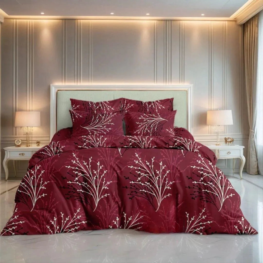 Luxurious 6 Pcs Cotton Salonica Printed Double Bed Razai Set