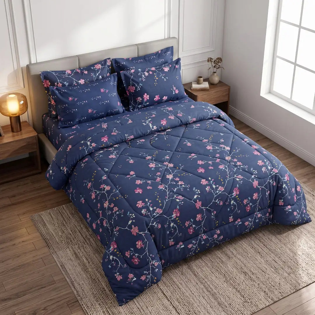 Exclusive 6 Pcs Cotton Salonica Printed Double Razai Set