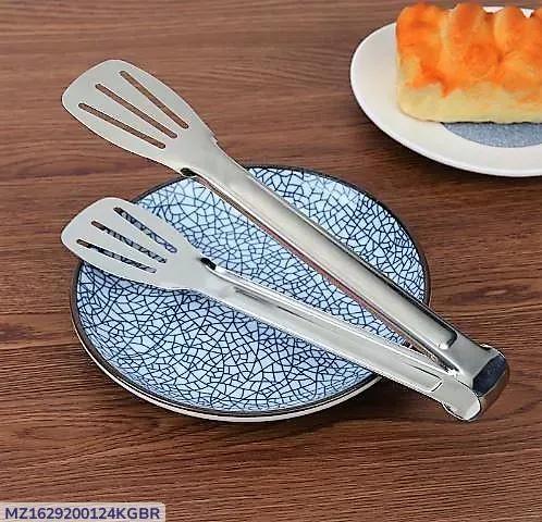 Stainless Steel Kitchen Tongs Silver Compact