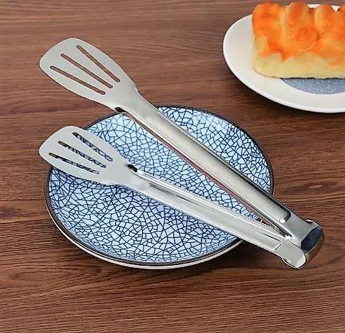 Stainless Steel Kitchen Tongs Silver Compact