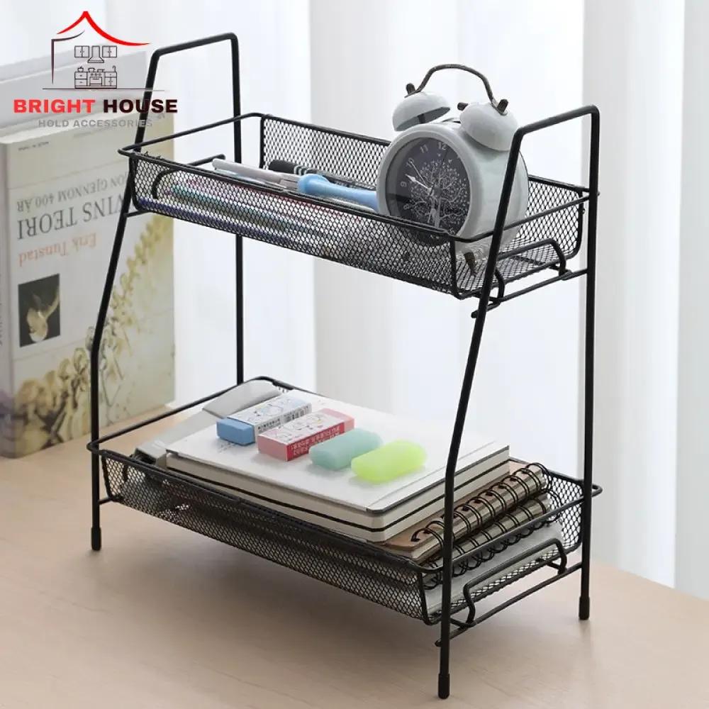 2-Tier Spice & Grain Rack Metal Kitchen Organizer