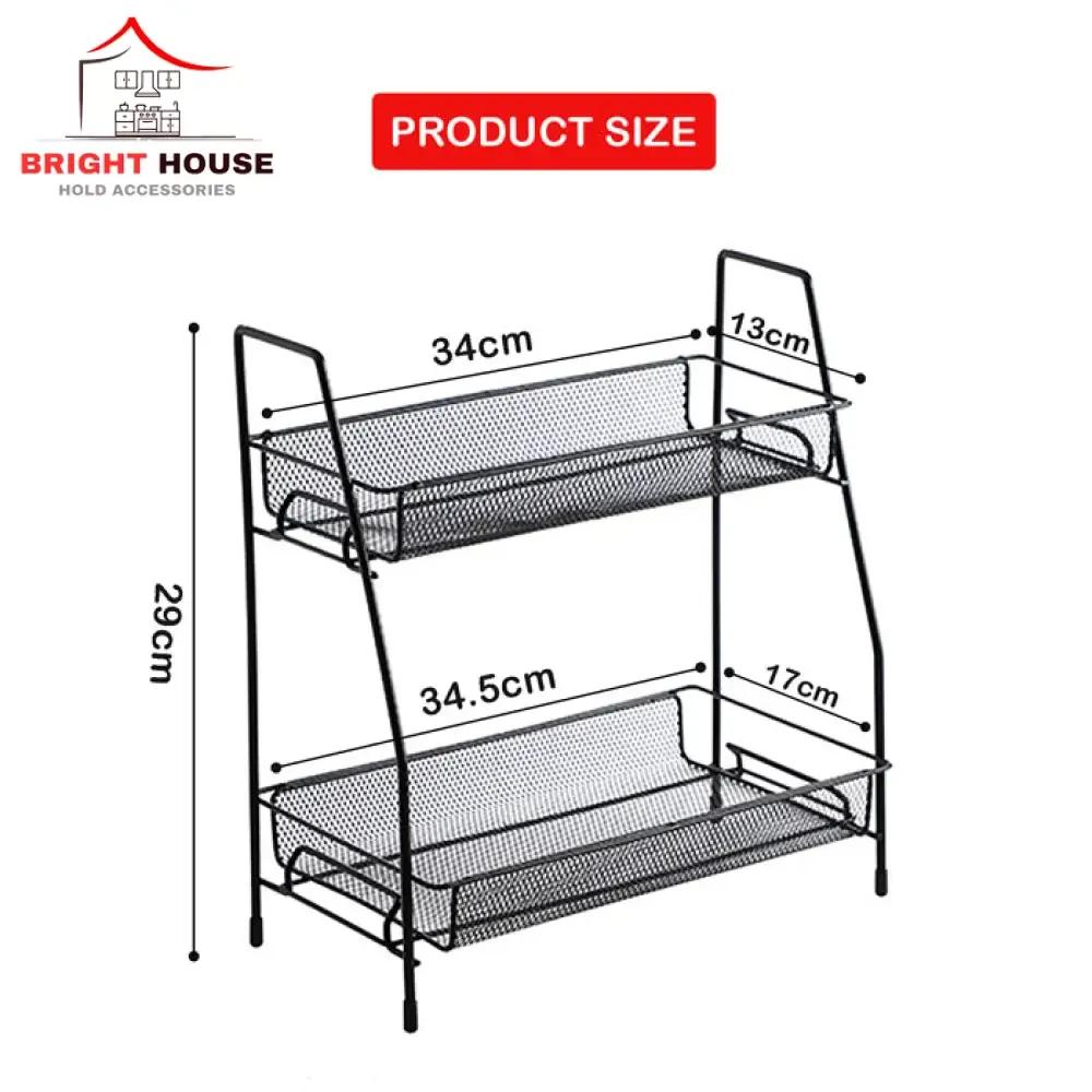 2-Tier Spice & Grain Rack Metal Kitchen Organizer
