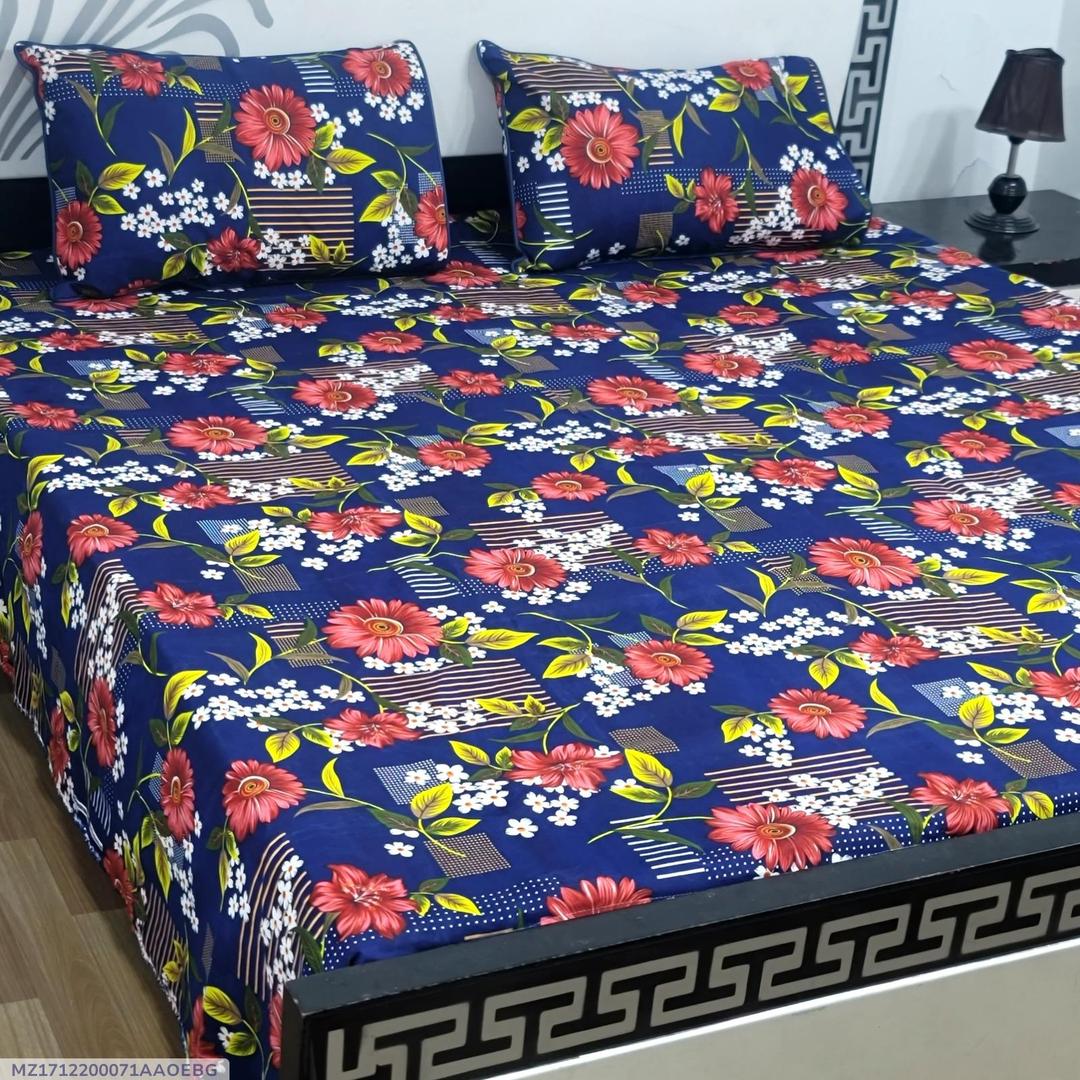 Crystal Cotton Floral Bedsheet Set Double Bed 3 Pcs