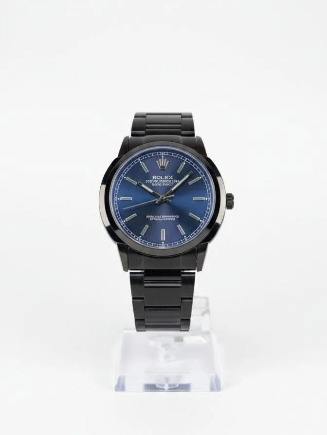 Men's Black Dial Analog Quartz Stainless Steel Watch 34mm