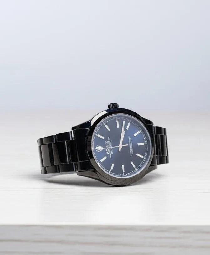 Men's Black Dial Analog Quartz Stainless Steel Watch 34mm