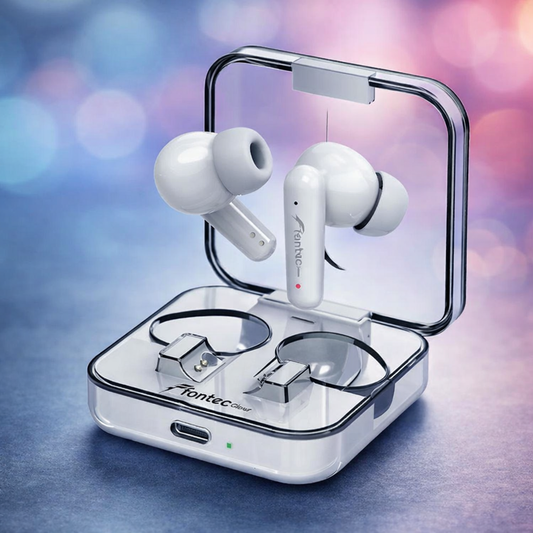 Fontec Glow Wireless Earbuds – Bluetooth 5.3 Gaming Earphones With ENC Noise Cancellation & Transparent Charging Case