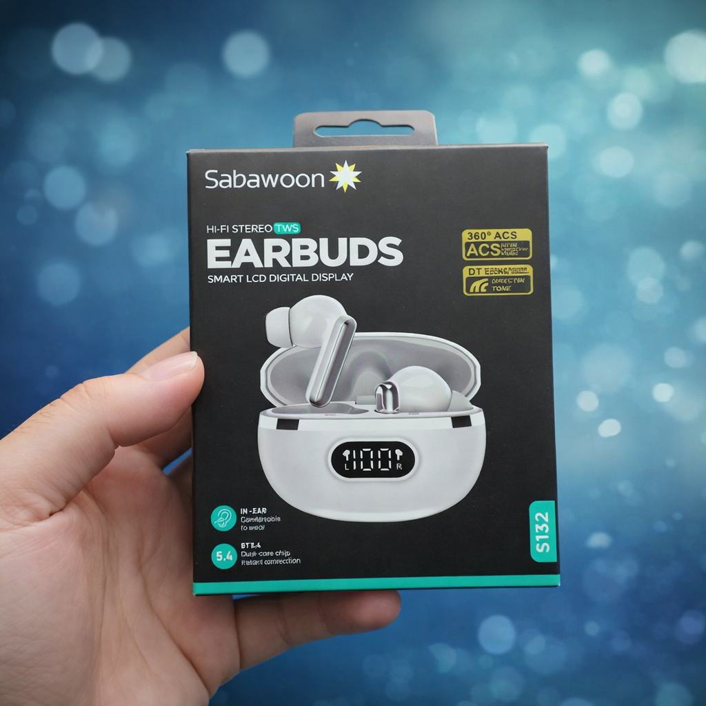 Sabawoon Smart Digital Display Wireless Earbuds – Bluetooth These Earbuds Are Perfect For Music & Gaming