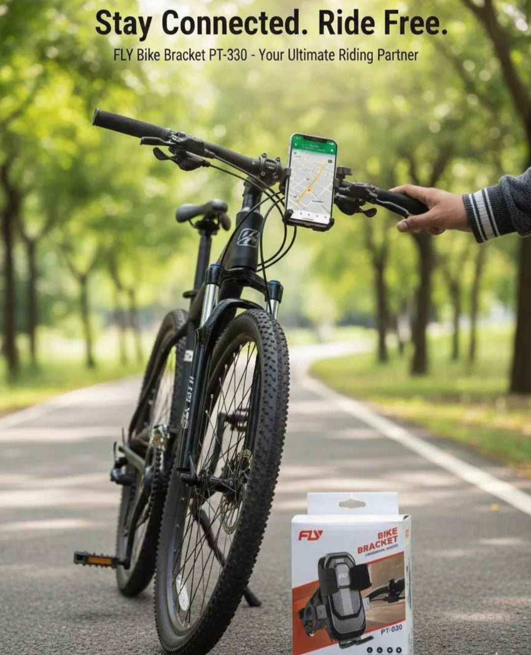 FLY PT-030 Universal Bike Phone Holder Secure Stable Hands Free Riding With 360 Degree Adjustable Viewing