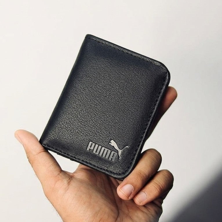 Fashion Slim PU Wallet Card Holder For Men & Women | Compact Cash & Card Purse With ID Window - Black