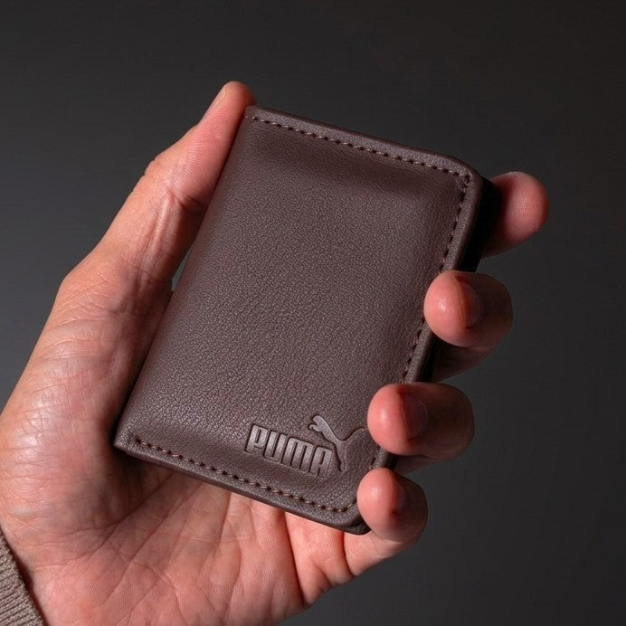 Fashion Slim PU Wallet Card Holder For Men & Women | Compact Cash & Card Purse With ID Window - Black