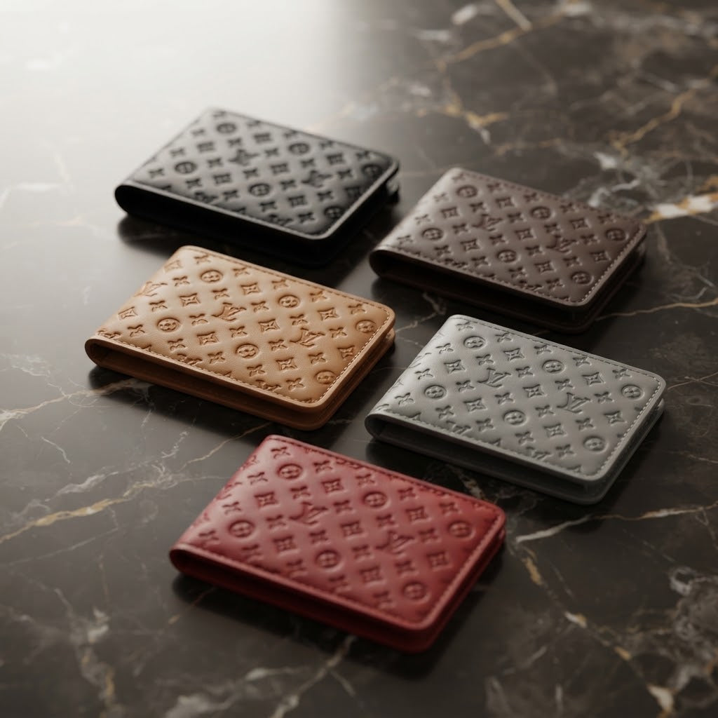 Stylish LV Style Embossed Pattern Men's Wallet - Black