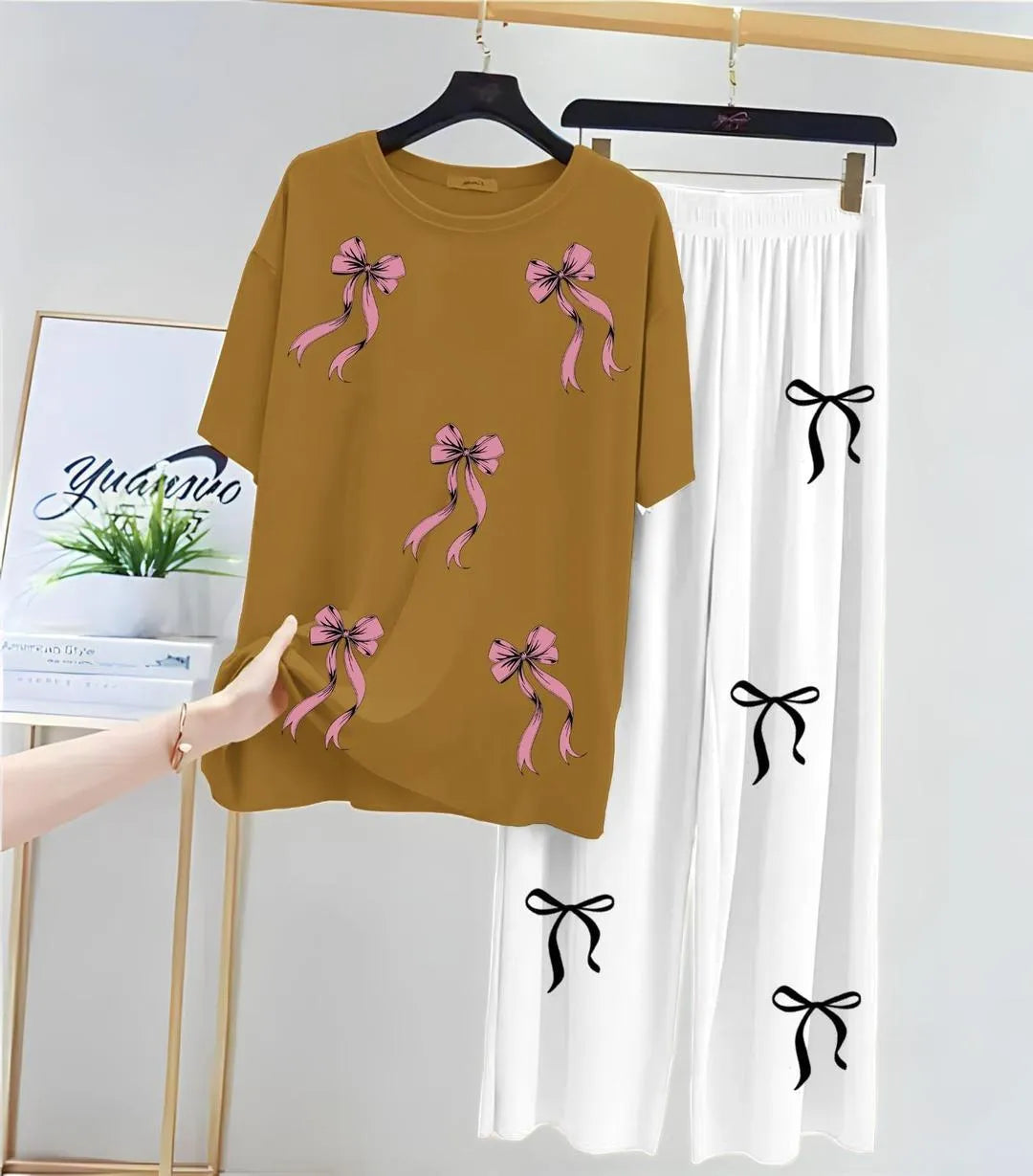 Bow Printed Night Suit for Girls Women