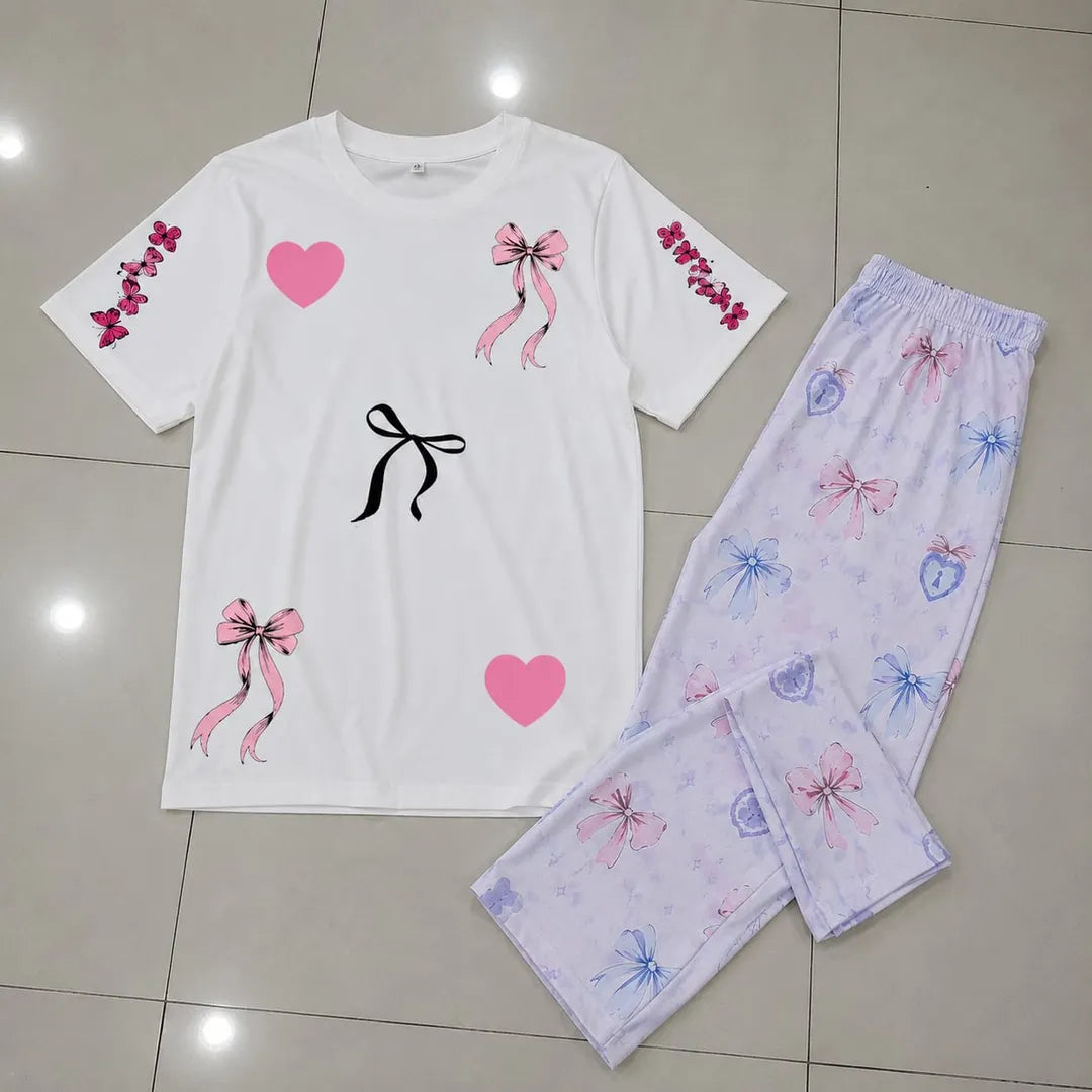 2 Pcs Women's Stitched Cotton Jersey Printed Night Suit