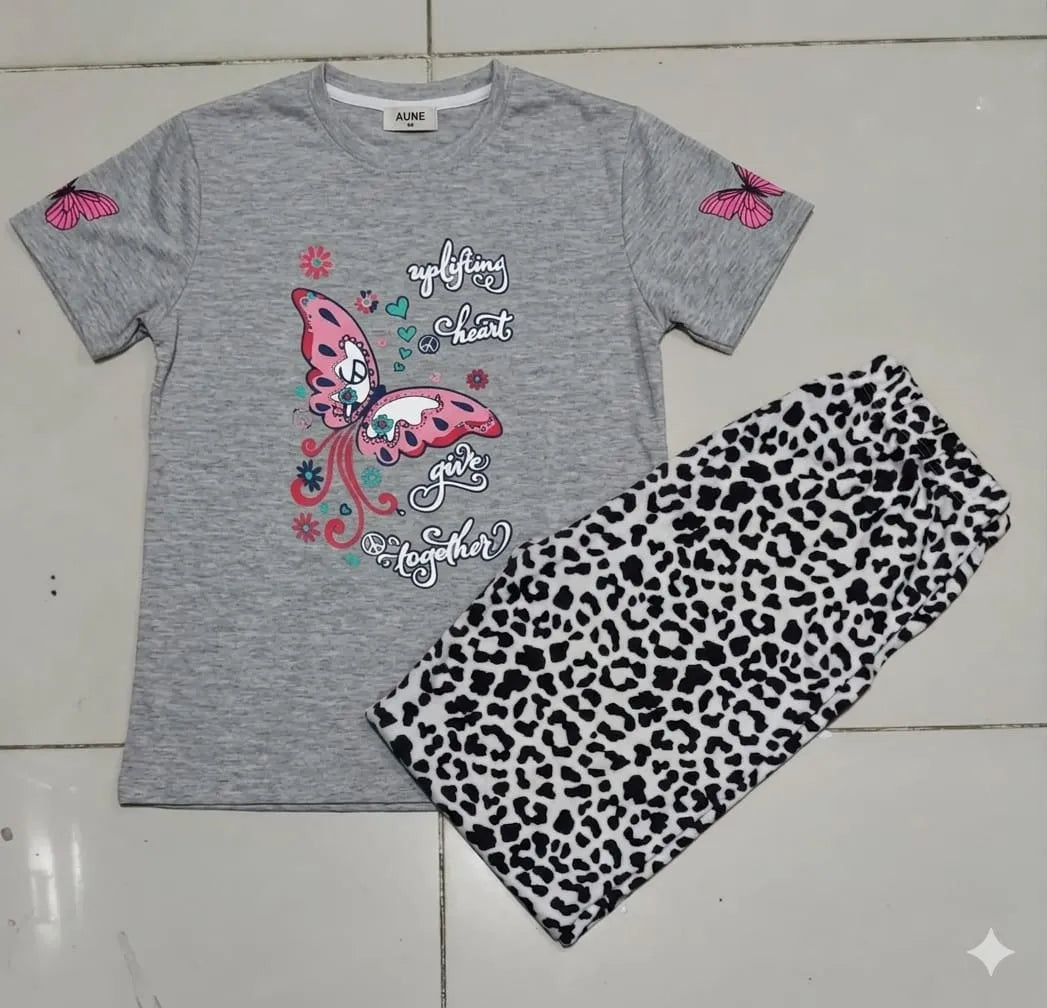 2 Pcs Women's Stitched Jersey Printed Night Suit