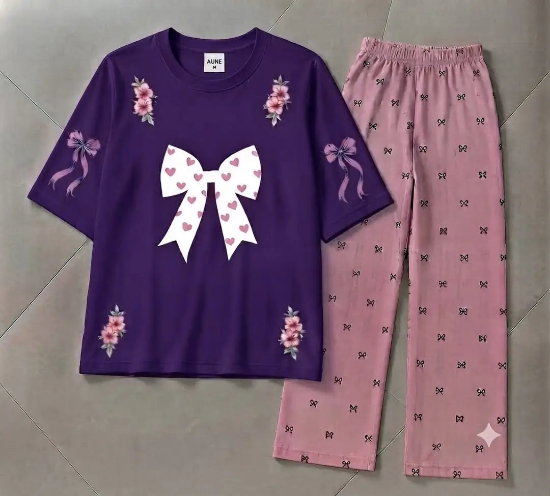 2 Pcs Women's Stitched Cotton Jersey Printed Night Suit